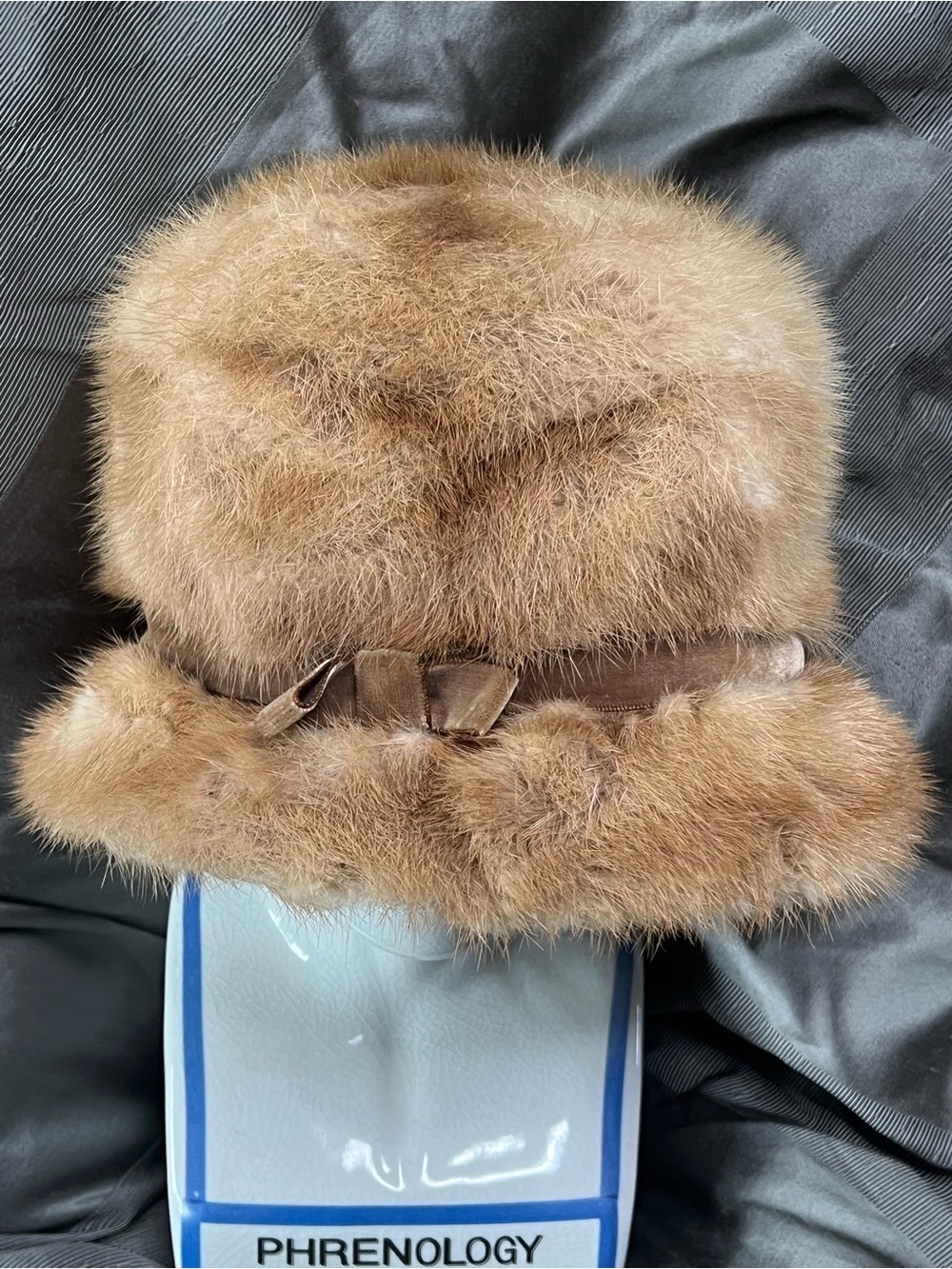 Women's Blonde Mink Fur Cloche Hat with Bow